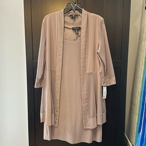 R&M Richards Taupe Dress & Jacket Size 12 NWT